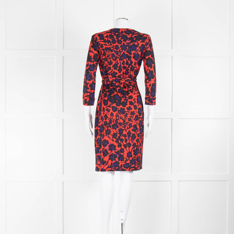 Diane Von Furstenberg Red Black Floral Wrap Short Dress