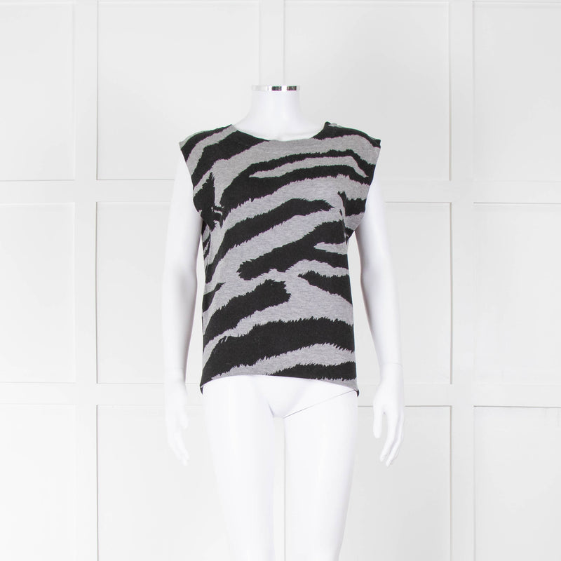 Zadig & Voltaire Grey Black Zebra Sleeveless Top