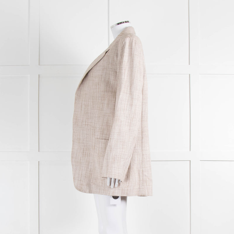 Victoria Beckham Beige Cream Melange Longline Blazer