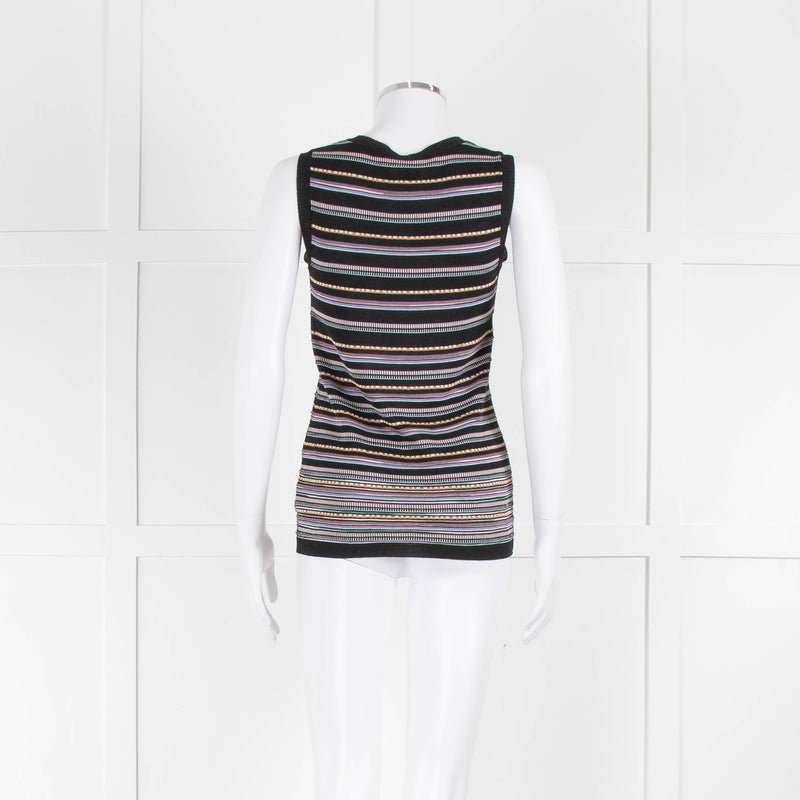 M Missoni Black Purple Knit Striped Vest