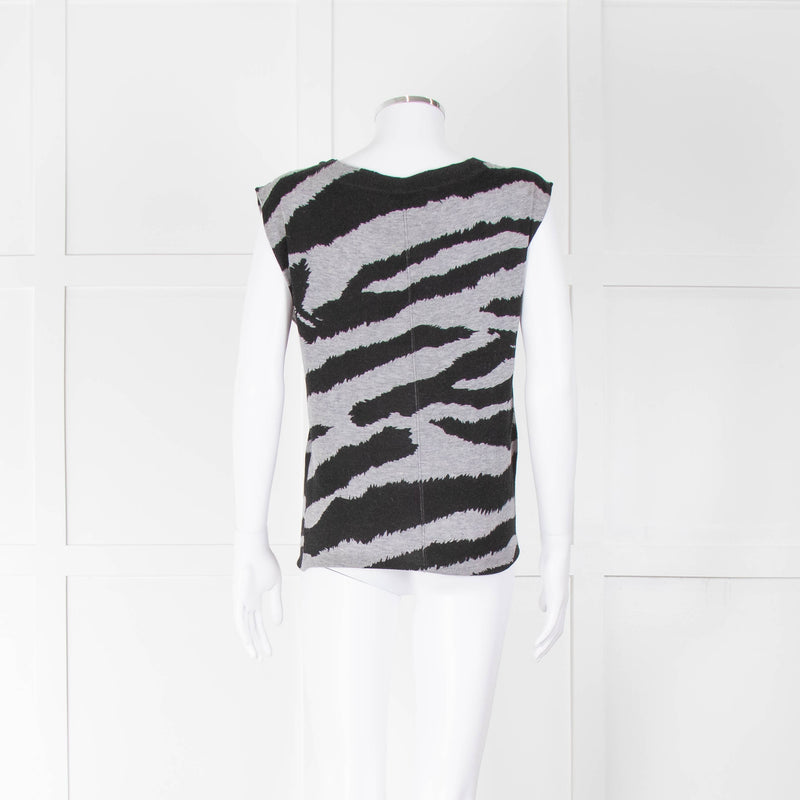 Zadig & Voltaire Grey Black Zebra Sleeveless Top