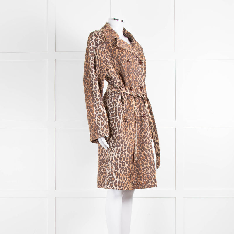 Dolce & Gabbana Brown Animal Print Trench Coat