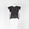 Wyse Black Embroidered Short Sleeve Top