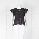 Wyse Black Embroidered Short Sleeve Top