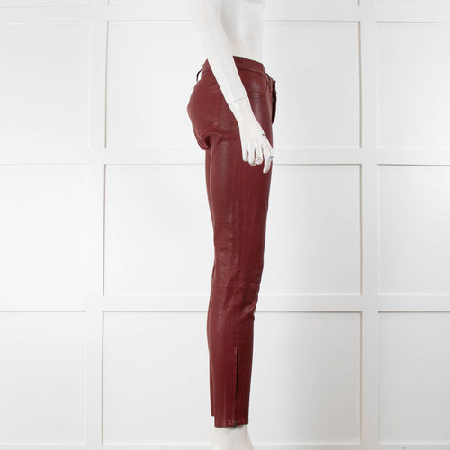 J Brand Red Leather Skinny Trousers