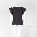 Wyse Black Embroidered Short Sleeve Top