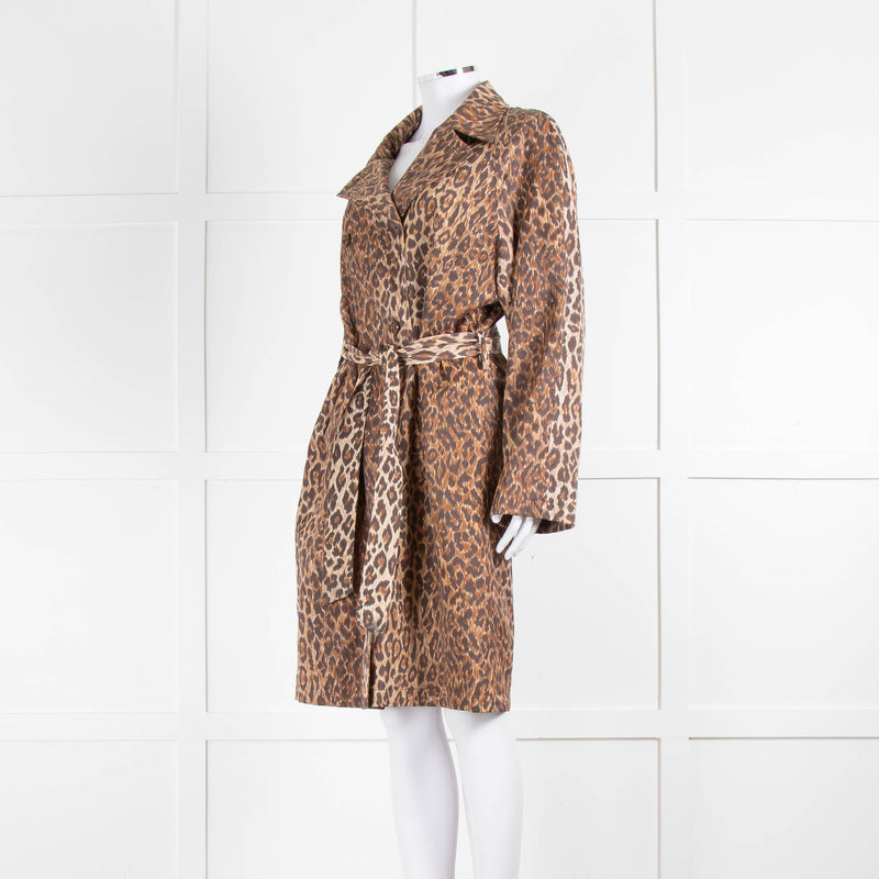 Dolce & Gabbana Brown Animal Print Trench Coat