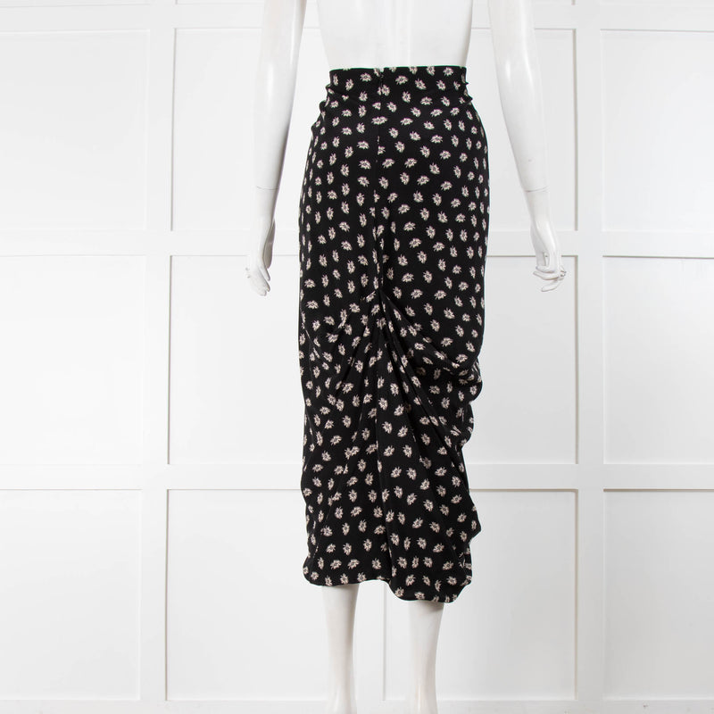 Isabel Marant Black Skirt With Beige Floral Print