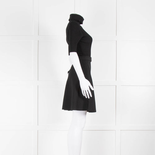 Claudie Pierlot Black Knit Short Sleeve Rollneck Dress