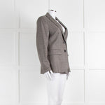 Peserico Grey Beige Wool & Cotton Blend Blazer Jacket