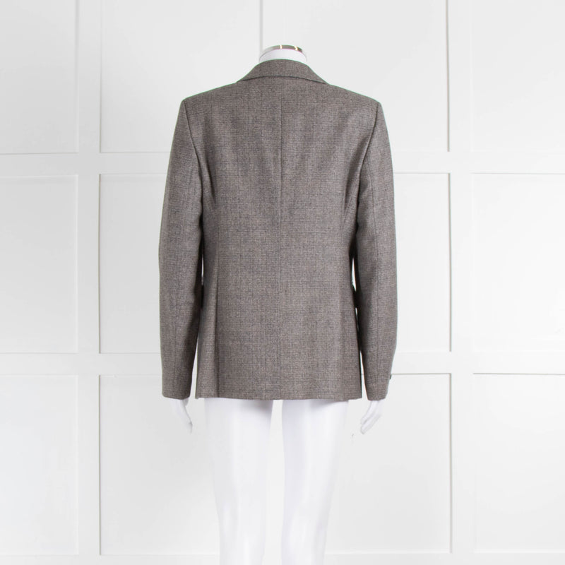 Peserico Grey Beige Wool & Cotton Blend Blazer Jacket