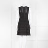 Diane Von Furstenberg Black Lace Ruched Satin Striped Sleeveless Dress