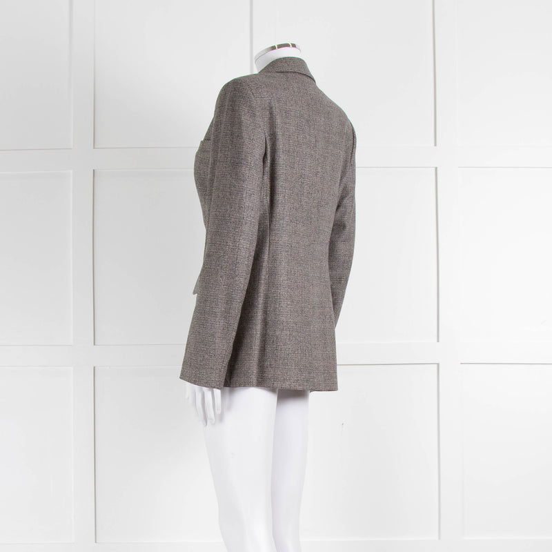 Peserico Grey Beige Wool & Cotton Blend Blazer Jacket