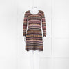 M Missoni Brown Pink Green Lurex Long Sleeve Dress