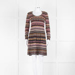 M Missoni Brown Pink Green Lurex Long Sleeve Dress