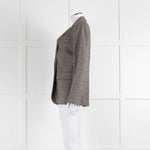 Peserico Grey Beige Wool & Cotton Blend Blazer Jacket