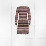 M Missoni Brown Pink Green Lurex Long Sleeve Dress