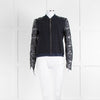 Ellie Tahari Navy Blue Lace Sleeve Bomber Jacket