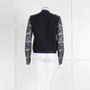 Ellie Tahari Navy Blue Lace Sleeve Bomber Jacket