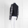 Ellie Tahari Navy Blue Lace Sleeve Bomber Jacket