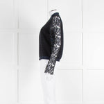 Ellie Tahari Navy Blue Lace Sleeve Bomber Jacket