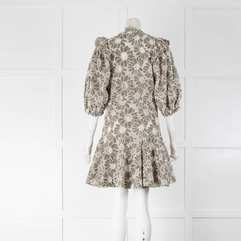 Sandro Sage Green Dress With Daisy Lace Pattern