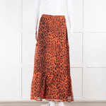 Ridley Orange Black Animal Print Silk Maxi Skirt