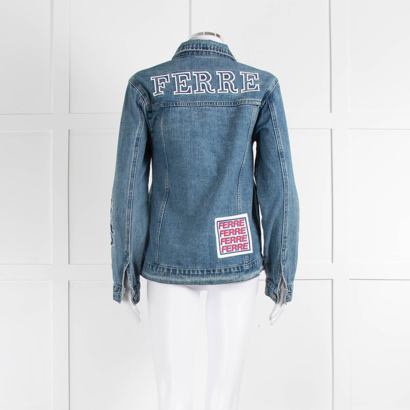 Gianfranco Ferre Blue Denim Embroidered Jacket