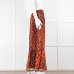 Ridley Orange Black Animal Print Silk Maxi Skirt