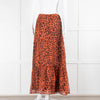 Ridley Orange Black Animal Print Silk Maxi Skirt