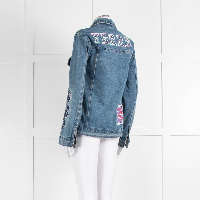 Gianfranco Ferre Blue Denim Embroidered Jacket