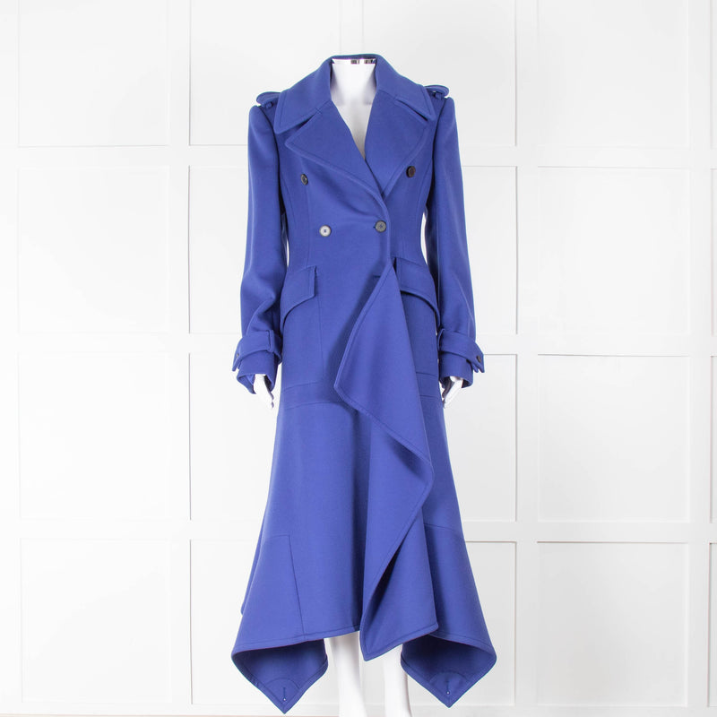 Alexander McQueen Double Breasted Royal Blue Military Coat