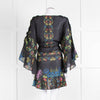 Charo Ruiz Black Multi Flower Cotton Mini Cover Up Dress