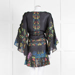 Charo Ruiz Black Multi Flower Cotton Mini Cover Up Dress