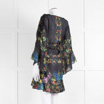 Charo Ruiz Black Multi Flower Cotton Mini Cover Up Dress