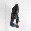 Charo Ruiz Black Multi Flower Cotton Mini Cover Up Dress