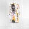 Diane Von Furstenberg Cream Khaki Pink Splash Print Wrap Dress