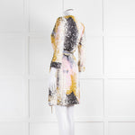 Diane Von Furstenberg Cream Khaki Pink Splash Print Wrap Dress