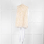 DKNY Shaggy Cream Faux Fur Gilet