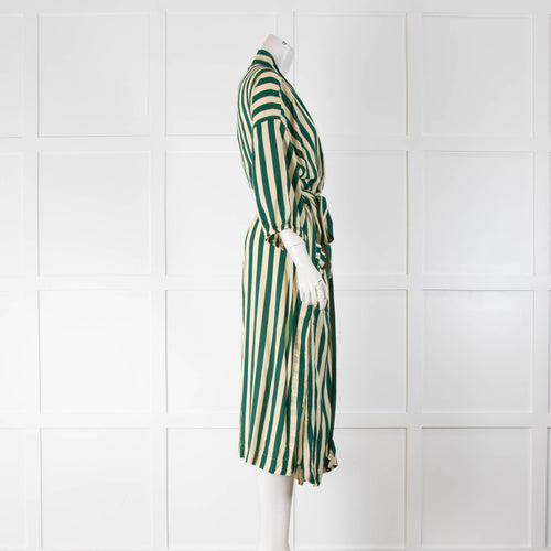 Natalie Martin Chiara Robe in Ivory/Green Stripe