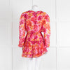 Misa Orange Fuchsia Flower Print Long Sleeve Mini Dress