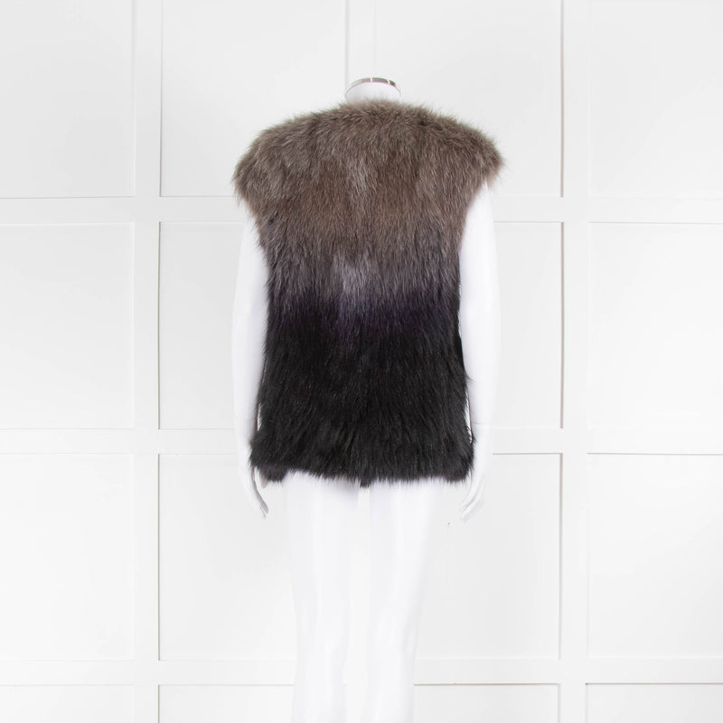 Meteo By Yves Salomon Grey Ombre Woven Fox Fur Gilet