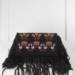 Isabel Marant Black Fringed Embroidered Crossbody