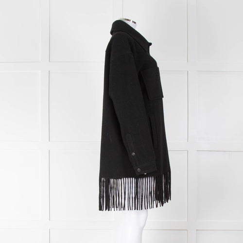 Alexander Wang Black Wool Fringed Jacket