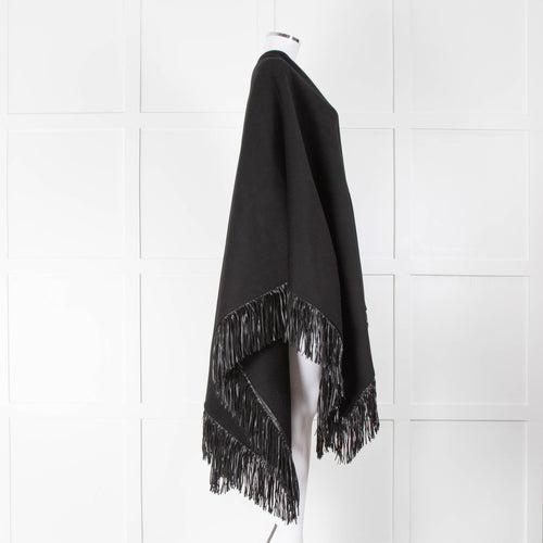 Joseph Black Wool Cape with Tassels