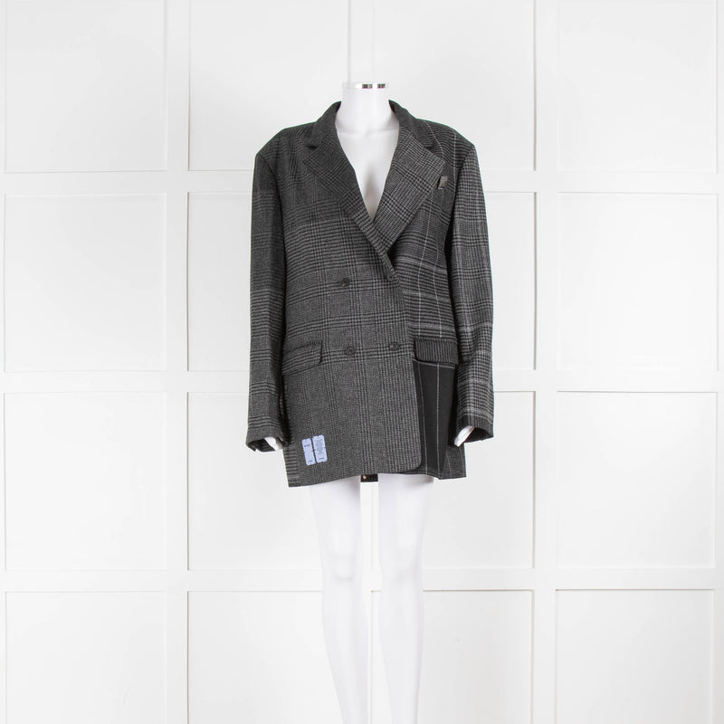 MCQ Grey Patchwork Prince of Wales Check Blazer with  Badges