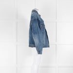 Balenciaga Distresses Oversized Denim Jacket with Logo Back