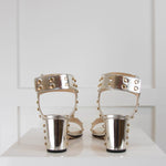 Jimmy Choo Silver Veto Stud Block Heel Sandal