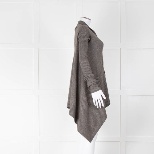 Rick Owens Grey Wool Waterfall Cardigan