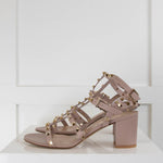 Valentino Rocktsud Beige Block Heel Sandal